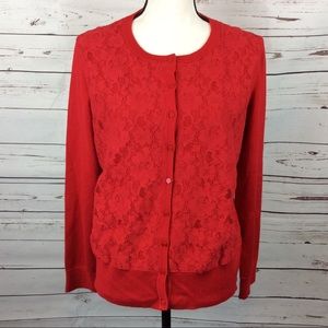 Covington Lace Front Cardigan Sweater, Size L